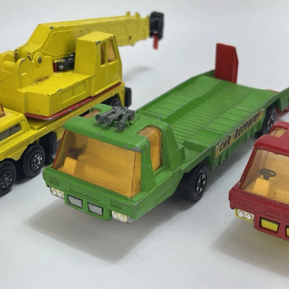 Vintage 70s Matchbox Lesney Super Kings Lot (3) Crane Car Recovery Transporter